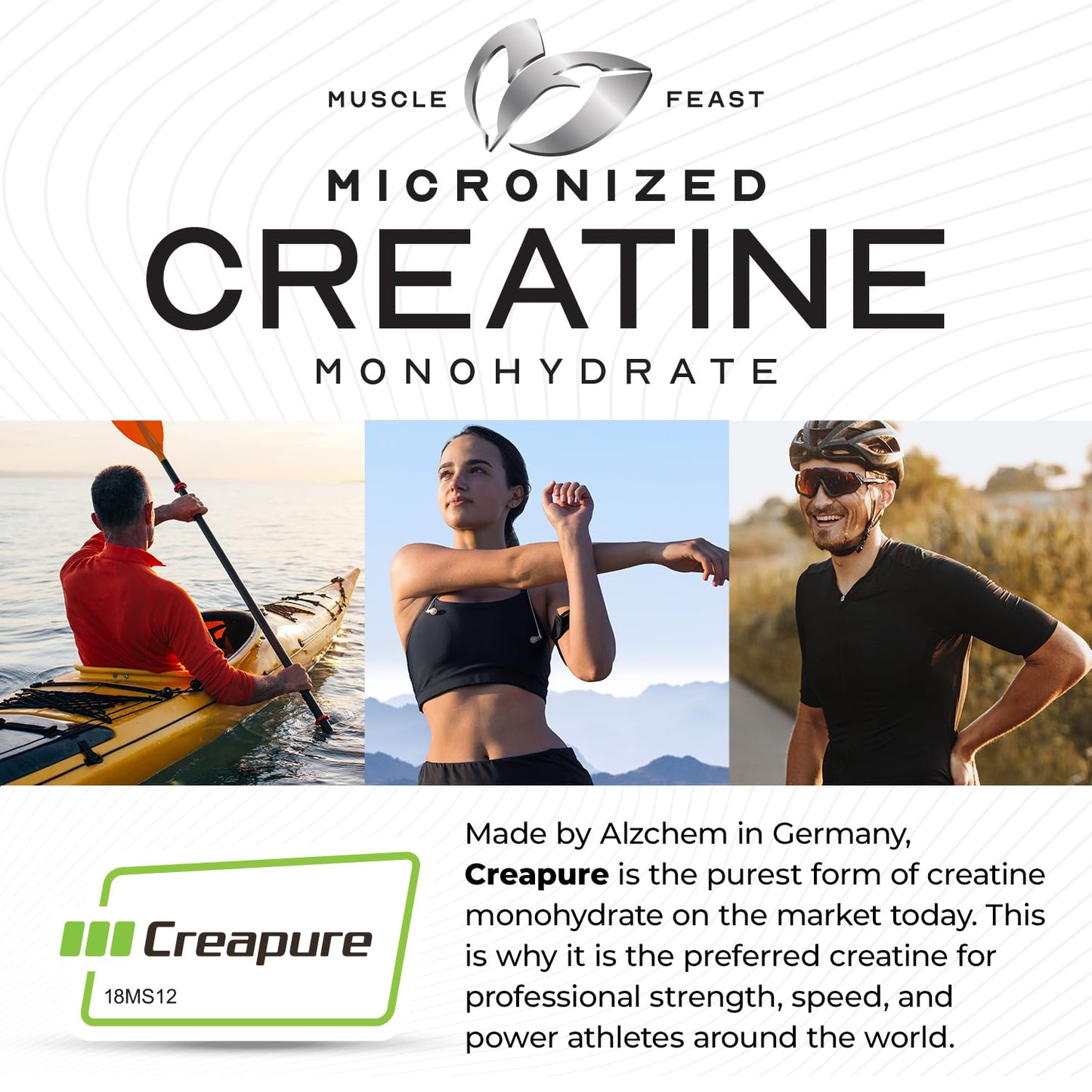 Muscle Feast Creapure Micronized Creatine Monohydrate Powder – Fruit Punch, 250g | Easy Mix, Gluten-Free, Pure German Creatine