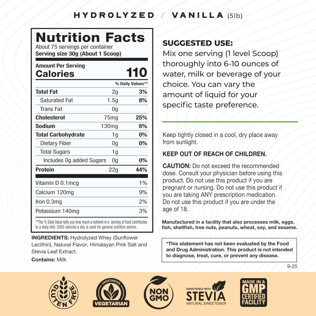 Muscle Feast Hydrolyzed Whey Protein Powder – Vanilla, 5lb (Grass-Fed, Hormone-Free)
