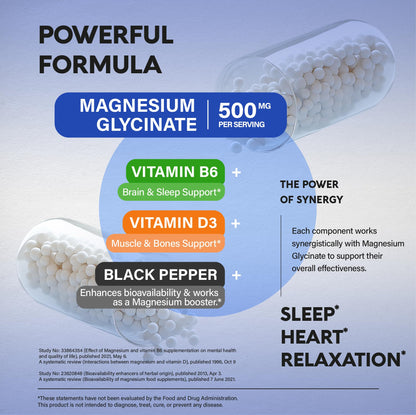 Magnesium Glycinate 500 mg – 98% Absorption | Sleep, Muscles & Heart Health | USA Made