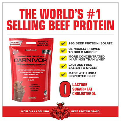 MuscleMeds Carnivor Beef Protein Isolate Powder – Chocolate, 7.47 lbs
