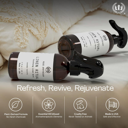 Muse Apothecary Linen Ritual Linen Mist – Aromatherapy Essential Oils, 8 oz Amber Cashmere