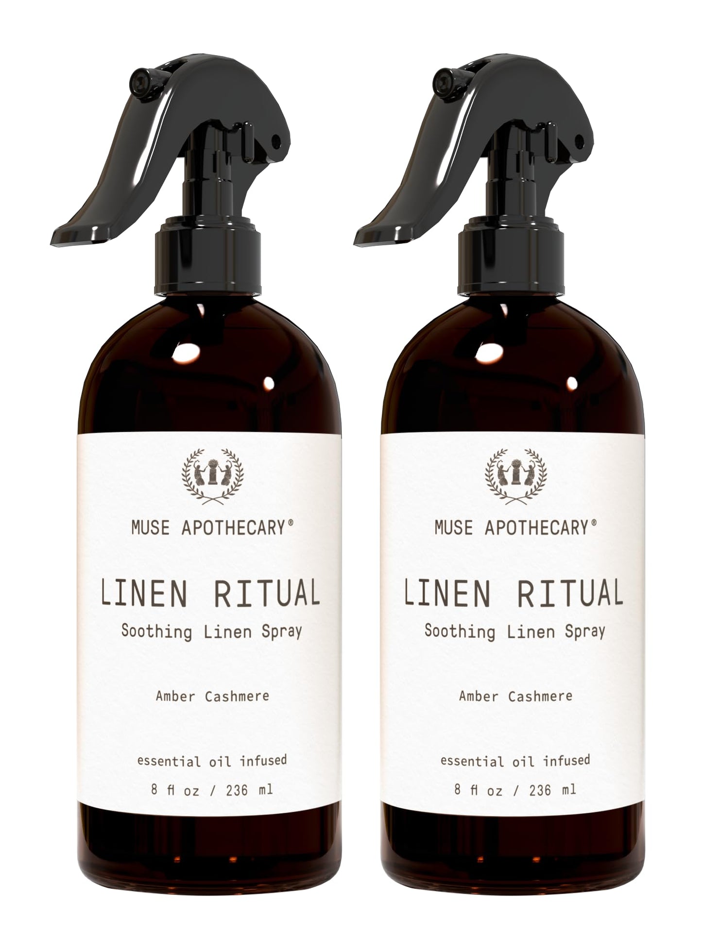 Muse Apothecary Linen Ritual – Aromatic Linen Mist for Fabric & Laundry (8 oz, Amber Cashmere) – 2 Pack