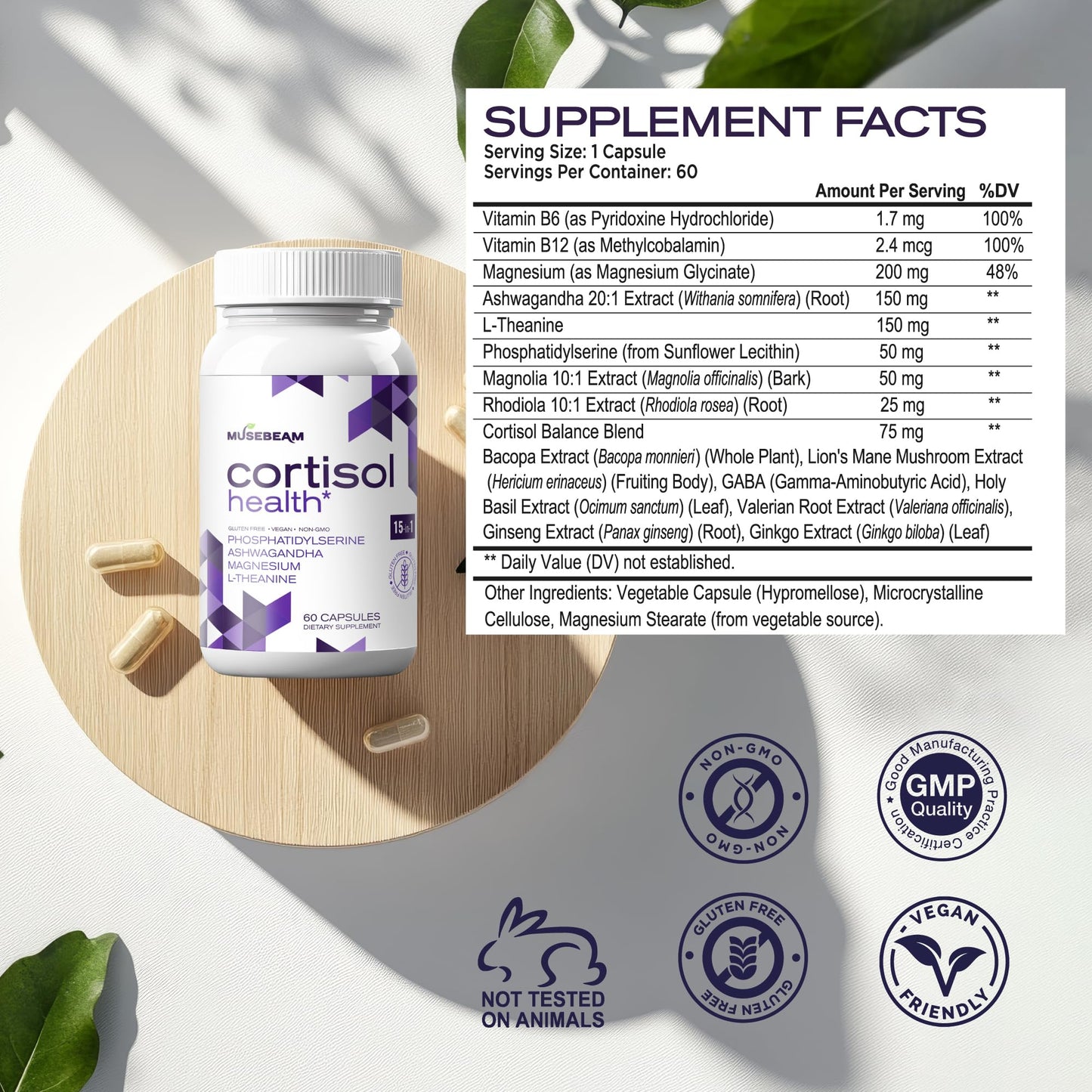 MuseBeam Cortisol Detox for Women & Men - Lower Cortisol & Balance Adrenal Health