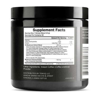 Mushroom Coffee 10:1 Extract | Colombian Beans, Lion's Mane & Cordyceps | Lab Tested