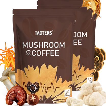 TAOTERS Mushroom Coffee 6-Mushroom Blend | Focus, Energy & Immunity | 2-Pack