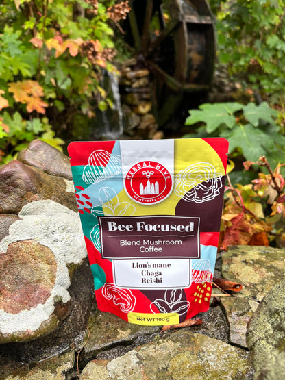 Mushroom Coffee with Adaptogens – Herbal Hive Bee Focused (Reishi, Lion's Mane, Chaga)