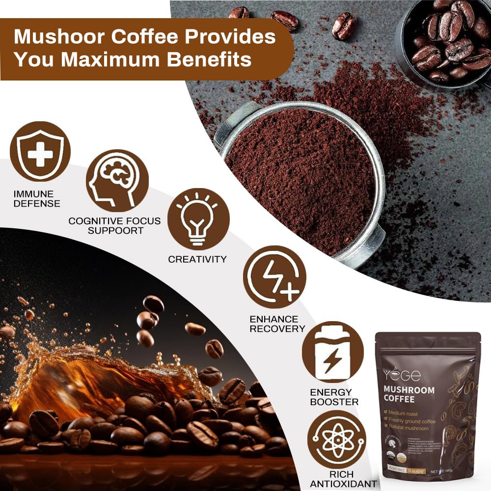 Instant Mushroom Coffee with Cordyceps, Reishi & Lion's Mane – Energy, Focus & Immunity (30 Servings)