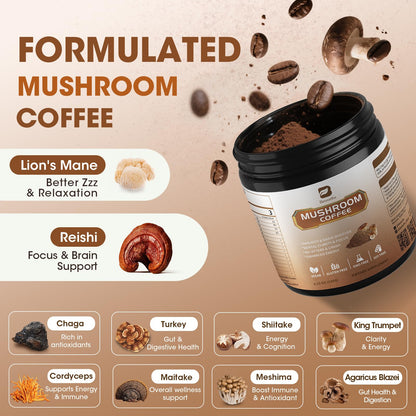 Mushroom Coffee with Lions Mane & Cordyceps – Energy & Focus