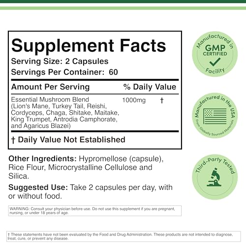 Double Wood Mushroom Complex 1,000mg – 10 Essential Mushrooms (120 capsules)