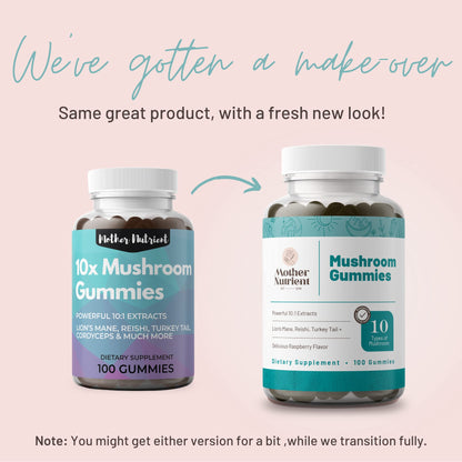 Mushroom Gummies – 50 Day Supply (100 ct) | Chaga Reishi Cordyceps Lion’s Mane