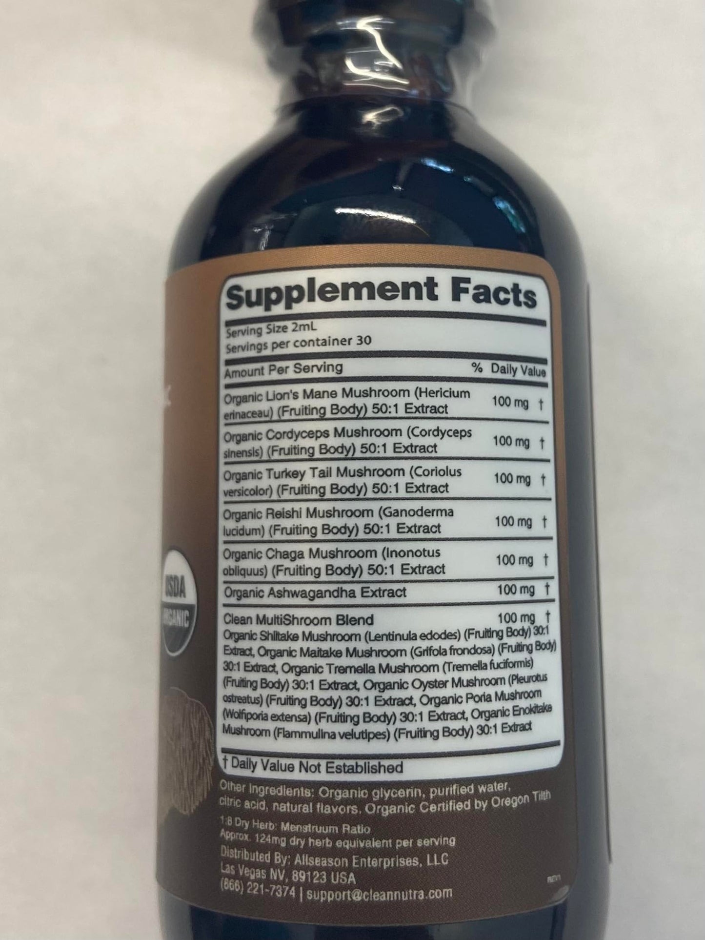 Clean Nutra Mushroom Liquid Drops | Lions Mane, Cordyceps, Reishi & Turkey Tail