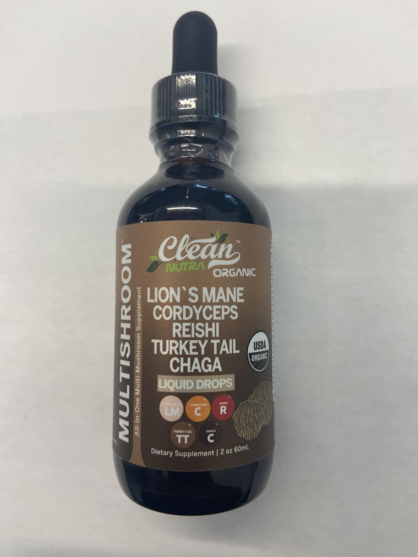 Clean Nutra Mushroom Liquid Drops | Lions Mane, Cordyceps, Reishi & Turkey Tail