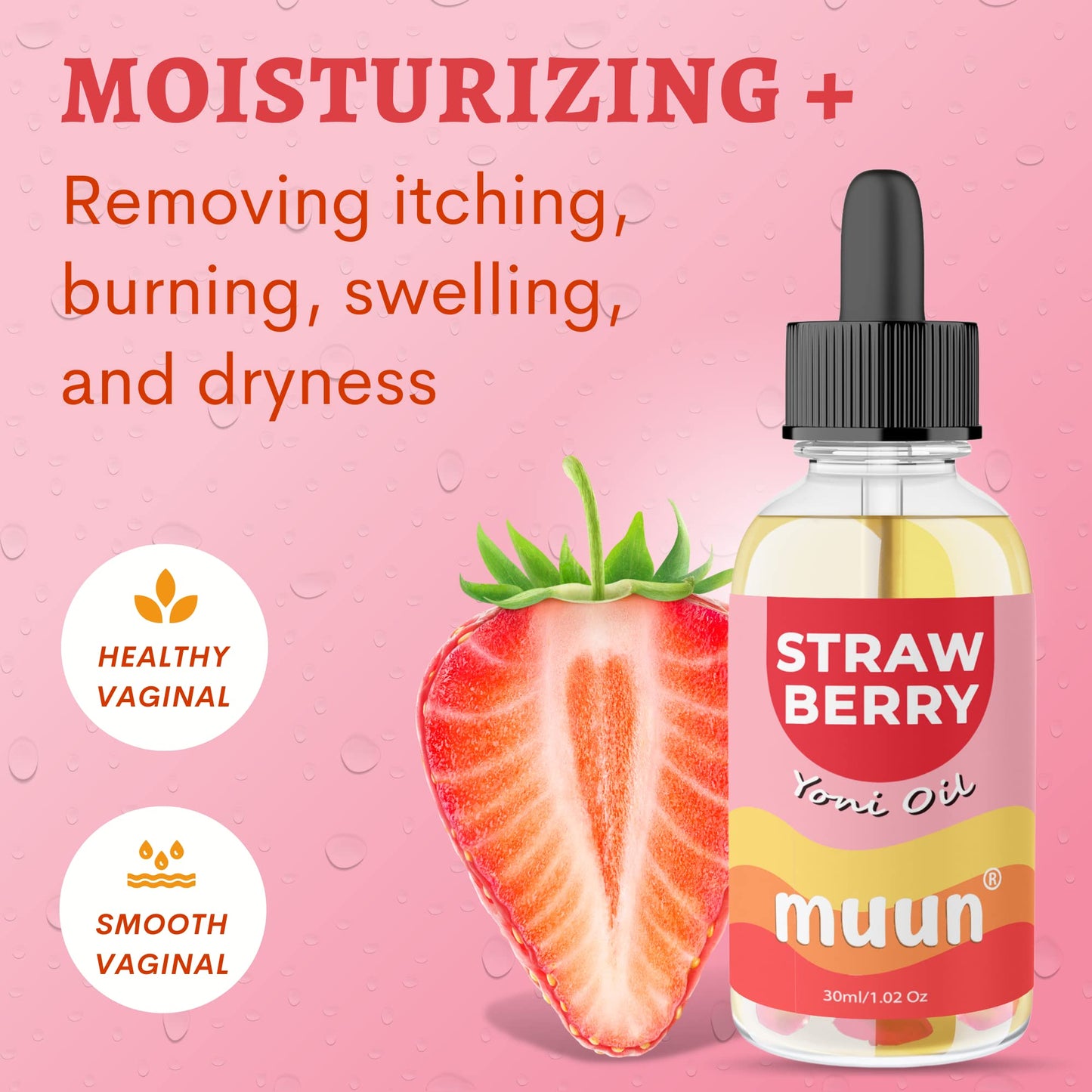 Muun Strawberry Intimate Oil – Natural Hydration for Dryness, Post-Shave Care & Ingrown Hair Prevention
