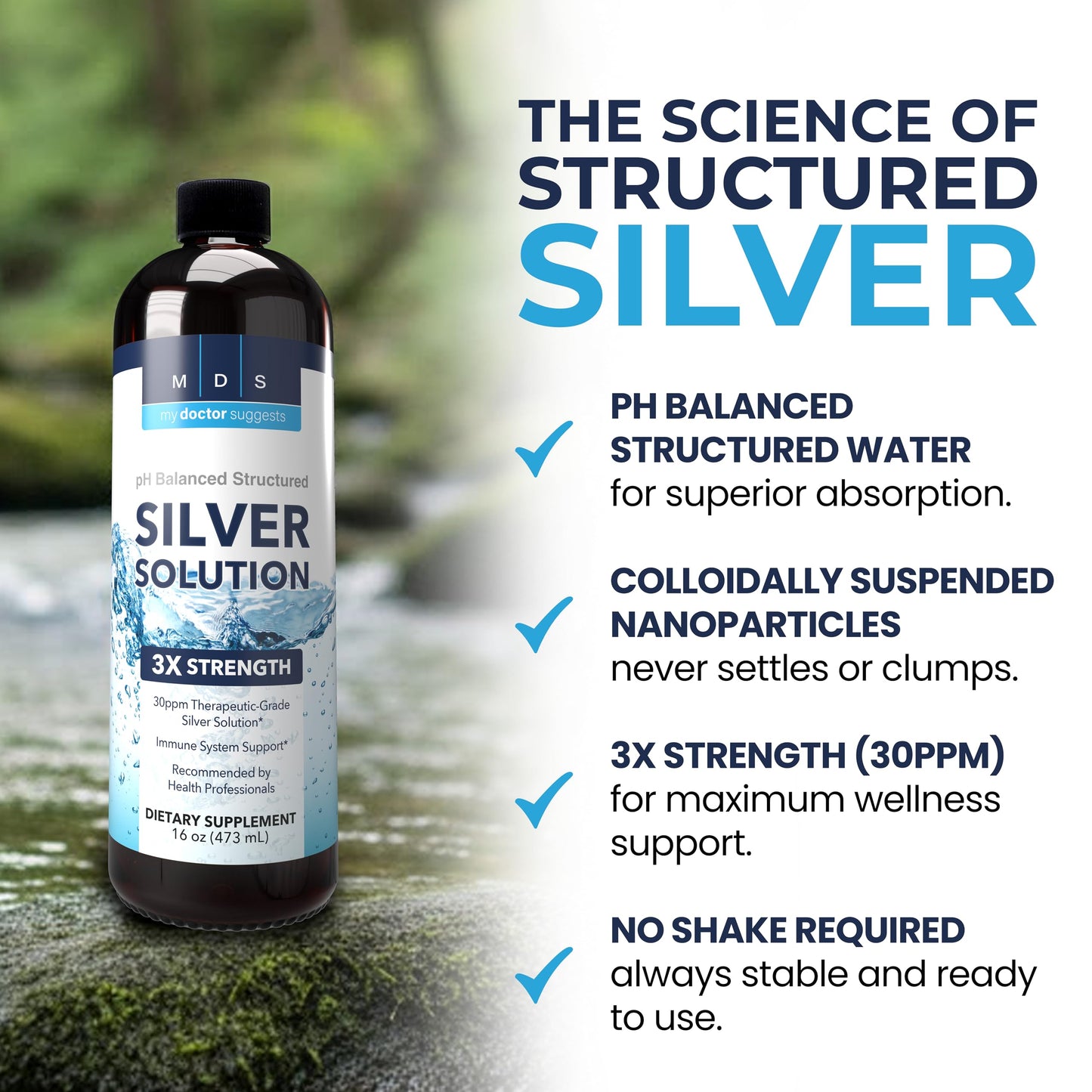 My Doctor Suggests Alkaline Structured Silver Liquid 30ppm – Immune & Gut Support (16 oz)