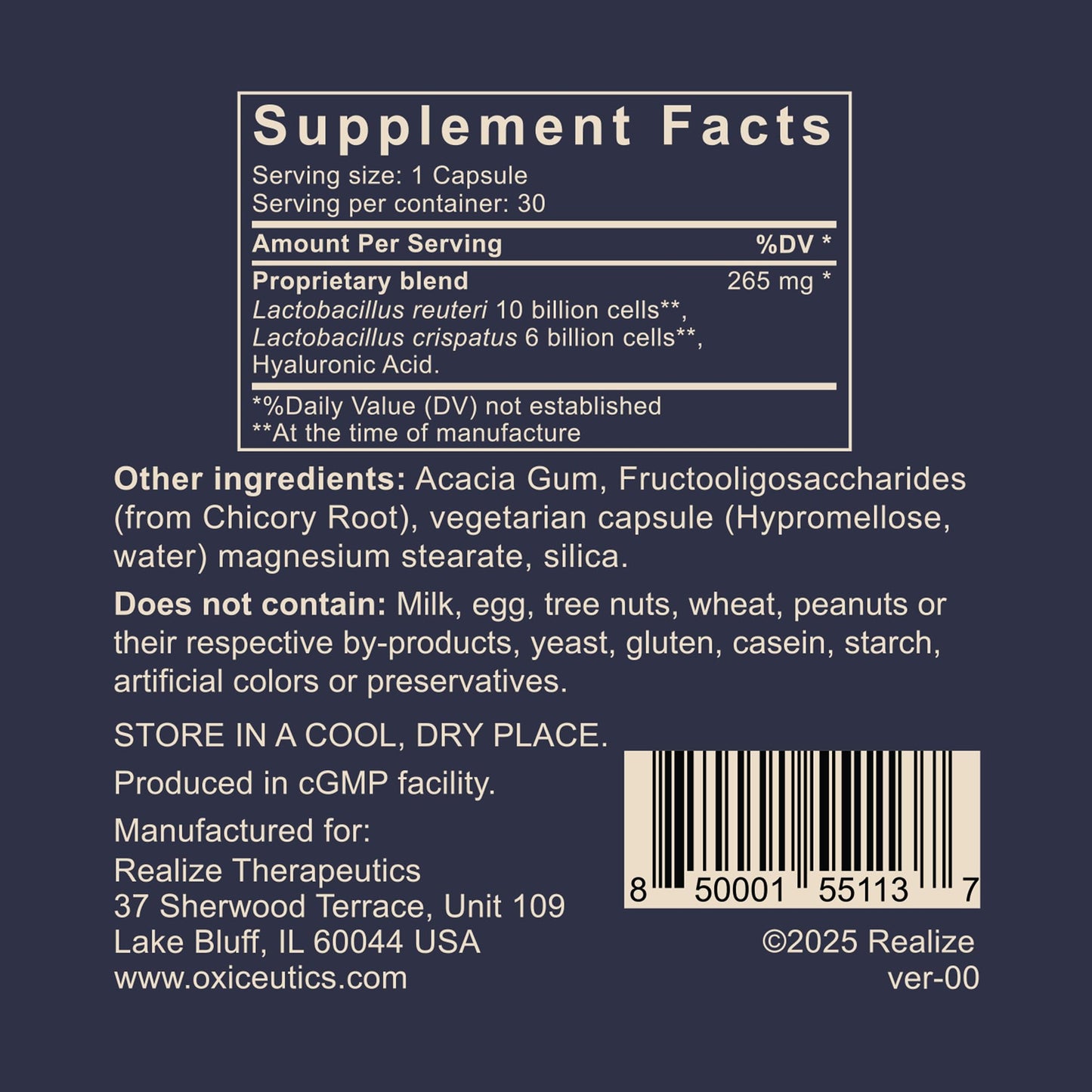MyCrispatus Probiotic – High-CFU L. crispatus & L. reuteri LRDR + HA – 30 Veg Caps