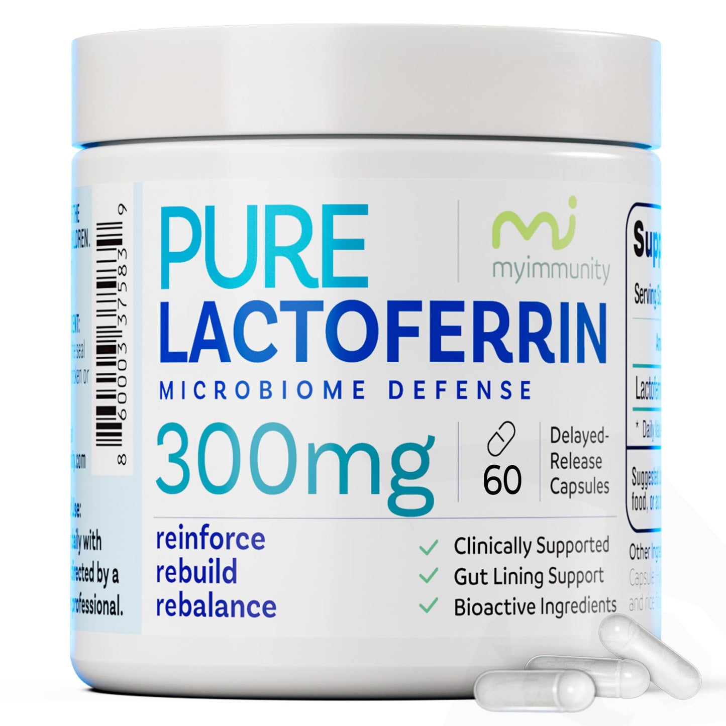 MyImmunity Pure Lactoferrin 300mg | Immune Support & Iron Absorption | Gluten-Free (60 Capsules)