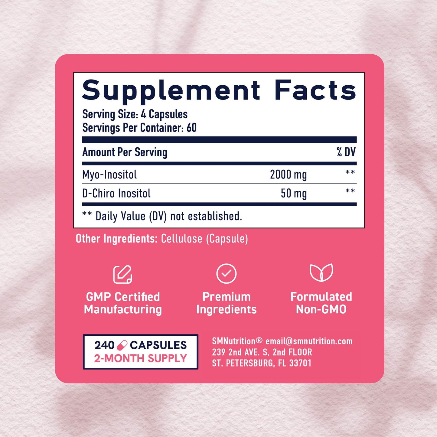 40:1 Myo-Inositol & D-Chiro Inositol for Women – Hormone Balance (240 Count)