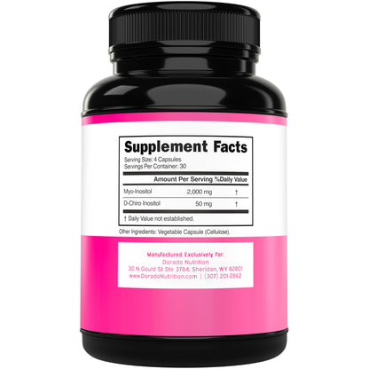 Myo-Inositol & D-Chiro Inositol for Women – 120 Caps, 40:1 Ratio, Hormone Balance, USA Made
