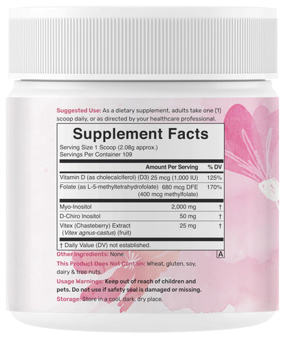 40:1 Myo-Inositol & D-Chiro Inositol for Women – 8oz Non-GMO (109 Servings)