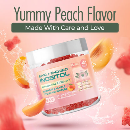 Myo-Inositol & D-Chiro Inositol Gummies with Ashwagandha - PCOS Support (40:1) 120 Gummies