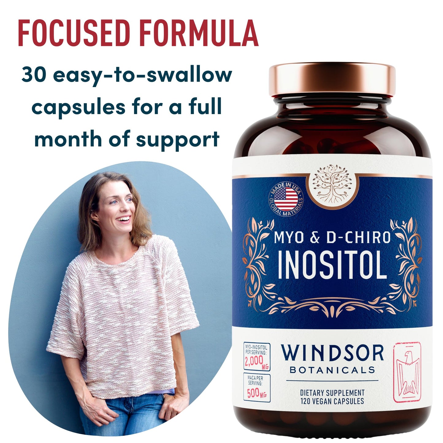 Myo & D-Chiro Inositol 40:1 – 2000 mg Myo-Inositol, Maca & Ashwagandha (120 Veg Caps)