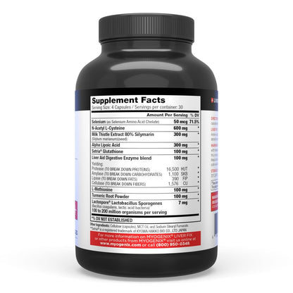 Myogenix Liver Fix – Professional Liver Detox Formula for Digestion & Fat Metabolism | 120 Capsules
