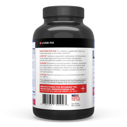 Myogenix Liver Fix – Professional Liver Detox Formula for Digestion & Fat Metabolism | 120 Capsules