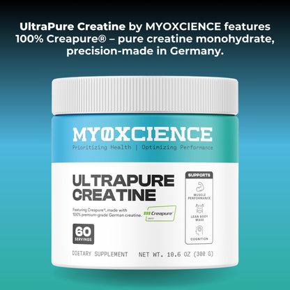 MYOXCIENCE Creapure® Creatine Monohydrate | Supports Strength, Muscle Mass & Cognition | Unflavored 60 Servings