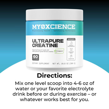 MYOXCIENCE Creapure® Creatine Monohydrate | Supports Strength, Muscle Mass & Cognition | Unflavored 60 Servings