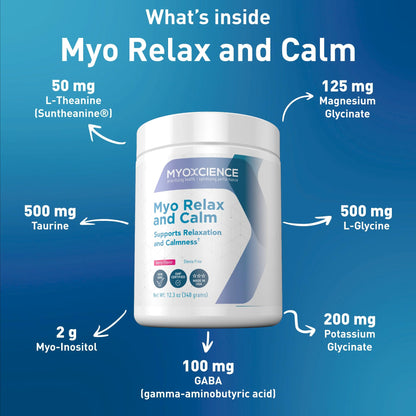 MYOXCIENCE Myo Relax & Calm | Sleep & Mood Support with Myo-Inositol, L-Theanine, Taurine, Magnesium & GABA | Berry Flavor | 60 Servings