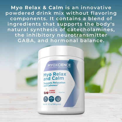 MYOXCIENCE Myo Relax and Calm | Myo-Inositol, L-Theanine, Taurine, Magnesium & GABA | Sleep, Neurotransmitter & Hormone Support (Cherry, 60 Servings)