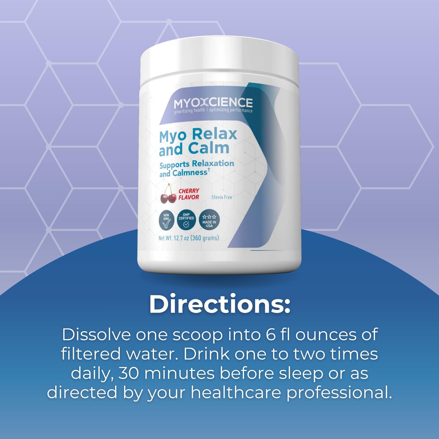 MYOXCIENCE Myo Relax and Calm | Myo-Inositol, L-Theanine, Taurine, Magnesium & GABA | Sleep, Neurotransmitter & Hormone Support (Cherry, 60 Servings)