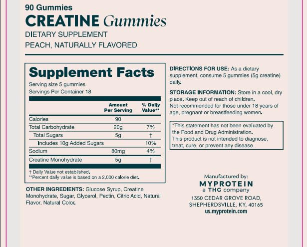Myprotein Creatine Gummies - 5g Creatine Monohydrate per Serving, 90 Gummies, Vegan