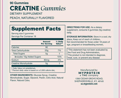 Myprotein Creatine Gummies - 5g Creatine Monohydrate per Serving, 90 Gummies, Vegan