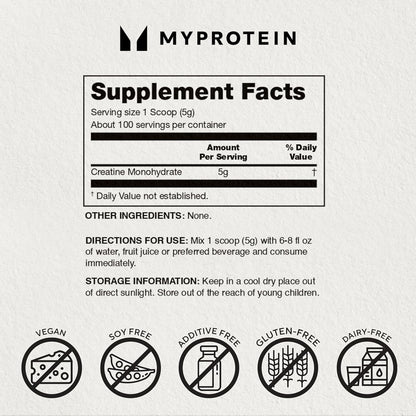 Myprotein Creatine Monohydrate Powder – 2.2lbs, 200 Servings, Unflavored