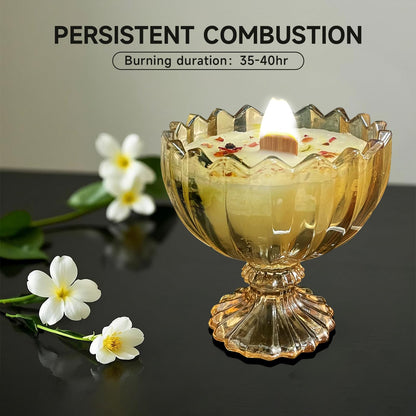 MY ZORAHOME Amber Petal Bowl Soy Wax Jasmine Candle | 6oz, 35h Aromatherapy Jar