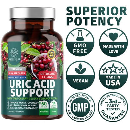 N1N Premium Uric Acid Support Supplement – 14x Potent Herbs, All Natural Kidney & Uric Acid Cleanse