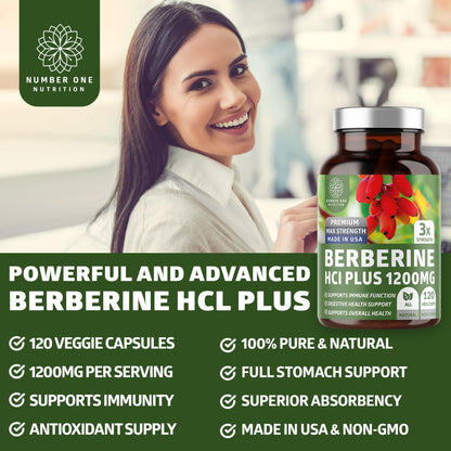 Number One Nutrition N1N Premium Berberine Plus 1200mg - 120 Caps