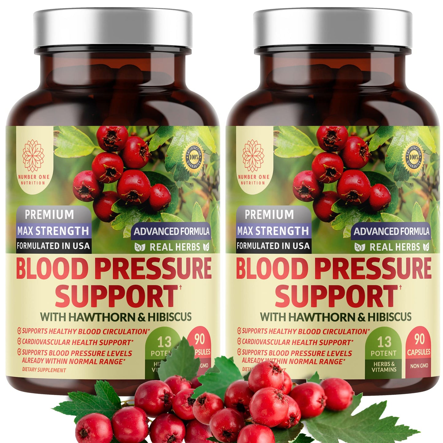 N1N 2-Pack Blood Pressure Support with Hawthorn & Hibiscus, 180 Caps