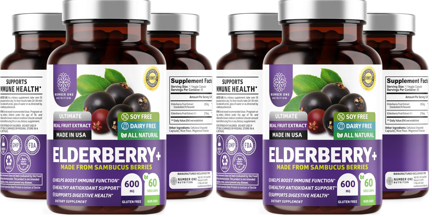 N1N Premium Black Elderberry Capsules – Max Strength for Immunity & Skin Health | 60 Veg Caps (Pack of 2)