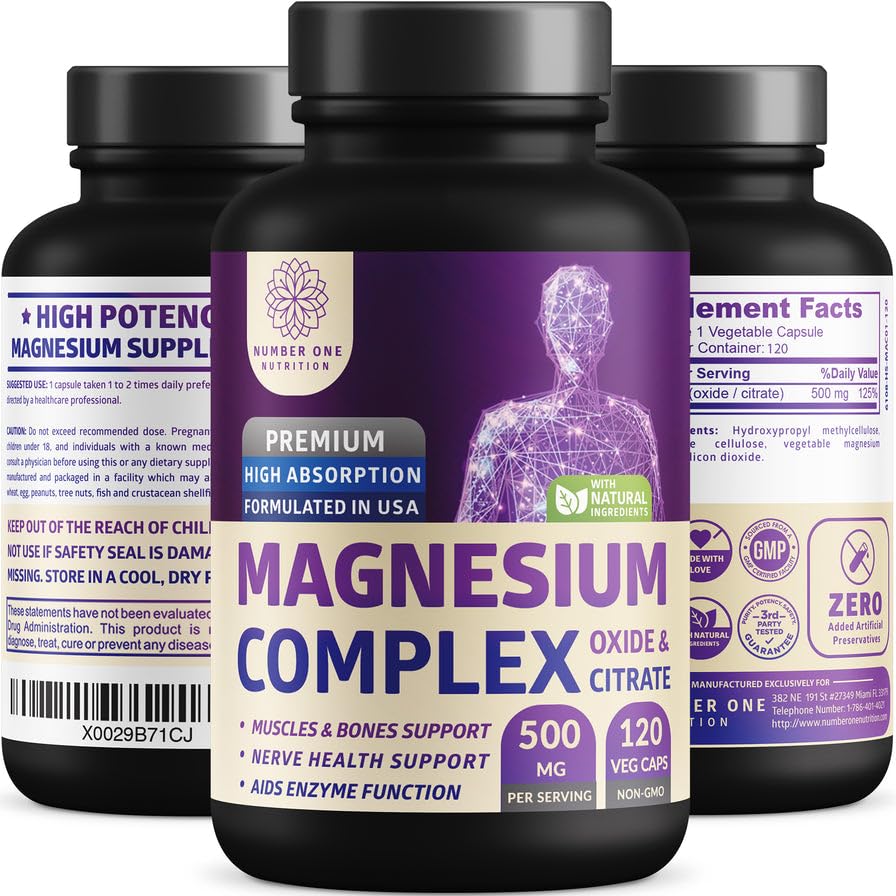 N1N Premium Magnesium Complex - High Absorption Magnesium Supplement | 120 Veggie Capsules