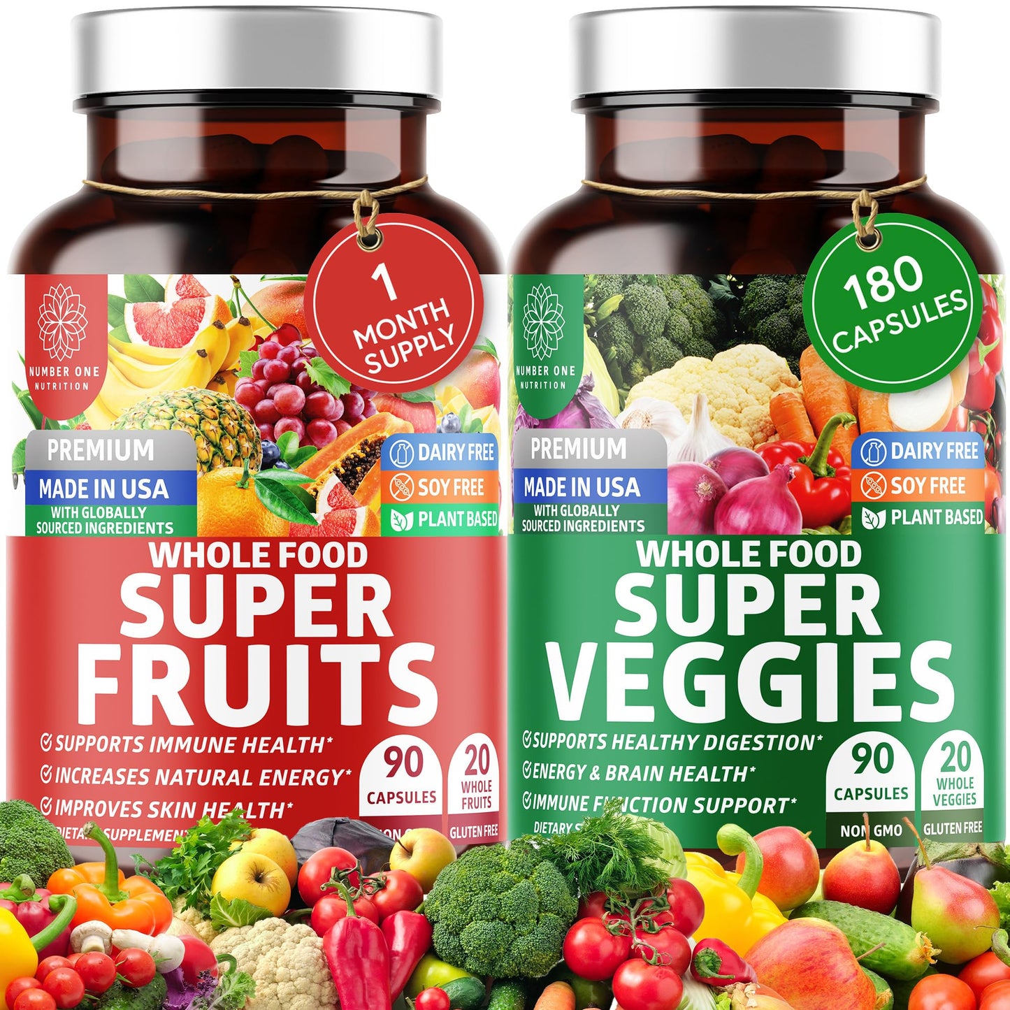 N1N Premium Super Fruits & Veggies Supplement – 180 Caps | Whole Food Nutrition