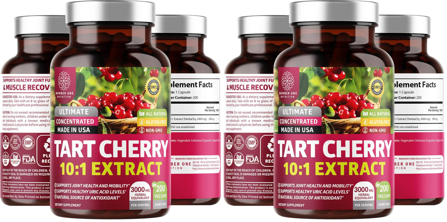 N1N Tart Cherry Extract Capsules – 200 Veg Caps (Pack of 2), 3000 mg