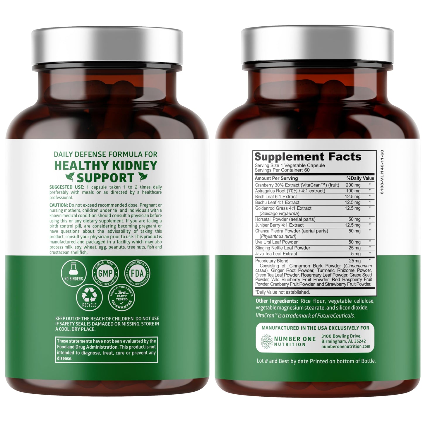 N1N Kidney Cleanse – 21 Herbs with Cranberry & Uva Ursi | 60 Veg Caps