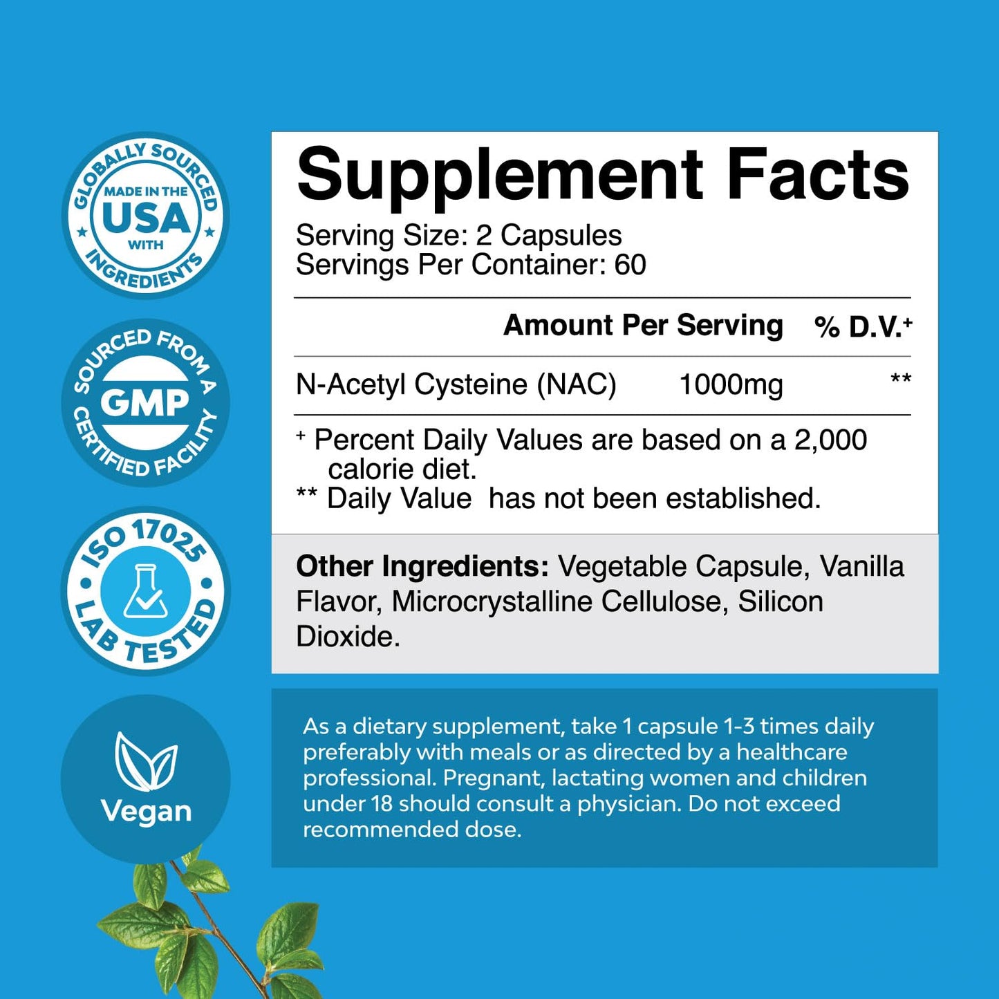 NAC 1000mg - Vegan N-Acetyl Cysteine for Liver Detox, Immunity & Lung Health (4 Months)