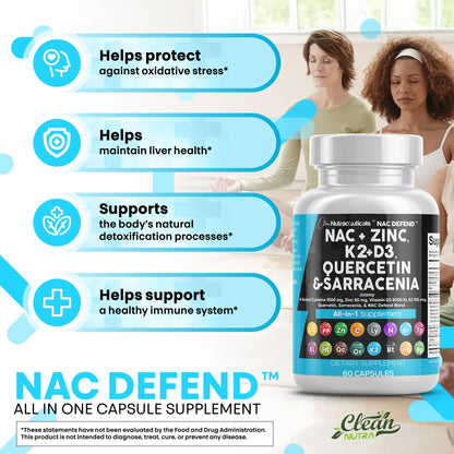 NAC 19-in-1 Immune Support: NAC, D3, K2, Zinc, Quercetin