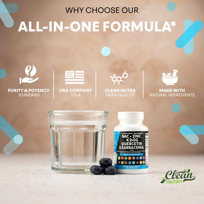 NAC 19-in-1 Immune Support: NAC, D3, K2, Zinc, Quercetin