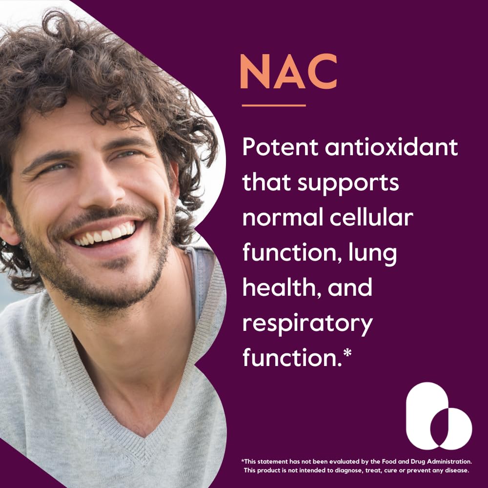 N-Acetyl L-Cysteine (NAC) 600mg Per Capsule (120 Vegetarian Capsules) - No Stearates - Vegan - No Fillers - No Silica - No Gelatin - Gluten Free - Non GMO