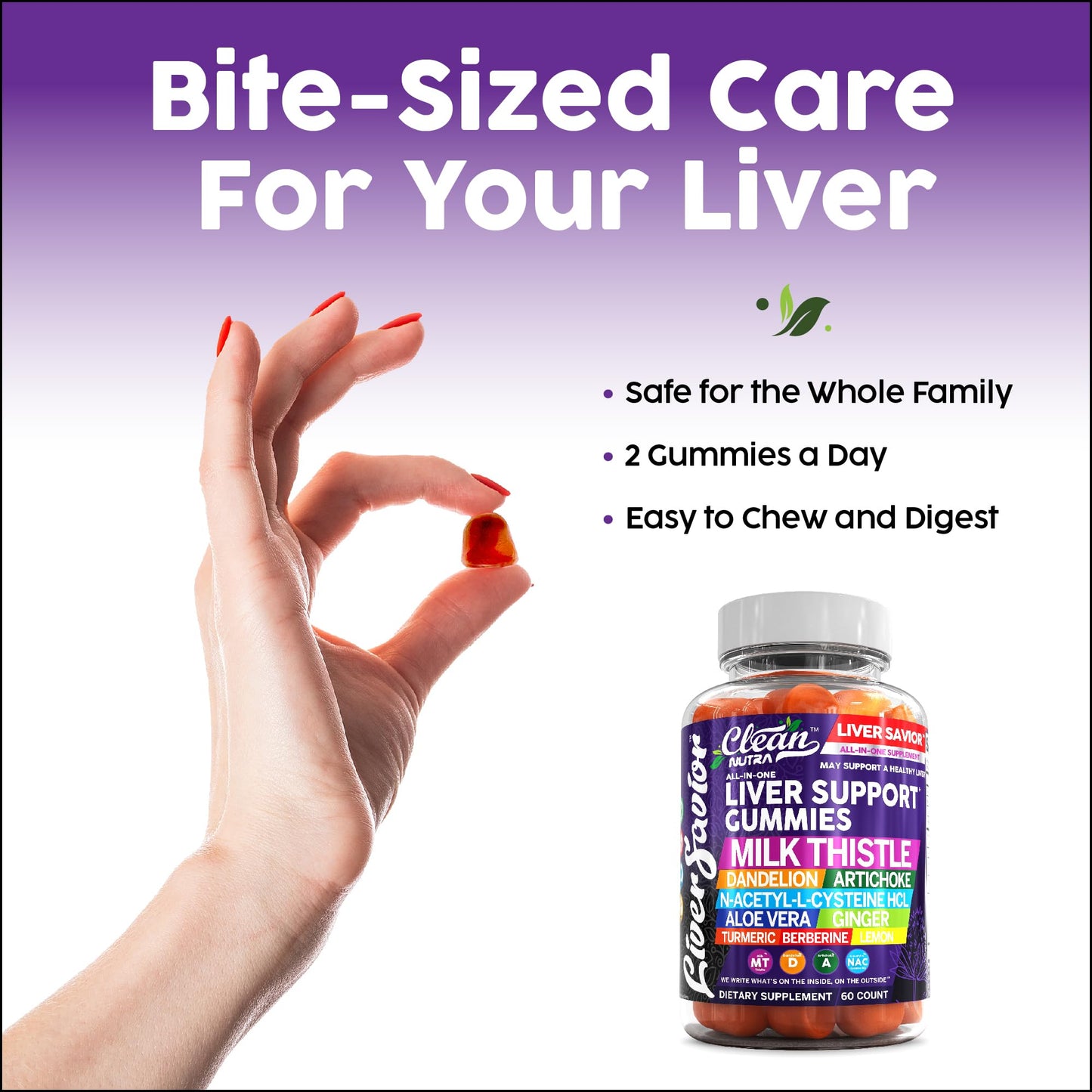 Clean Nutra Liver Cleanse Detox & Repair Gummies | Milk Thistle Gummy Liver Support Vitamins | Dandelion, Artichoke, Aloe Vera, Ginger, Berberine, Lemon, N-Acetyl-L-Cysteine, Turmeric Supplement HCL