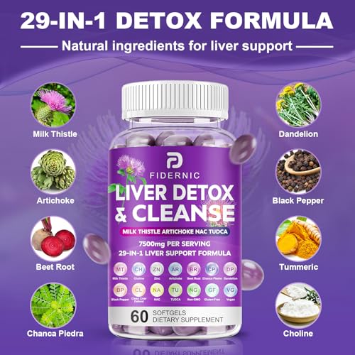 Liver Cleanse Detox & Repair – Milk Thistle 7500mg | NAC, TUDCA, Choline | 120 Softgels